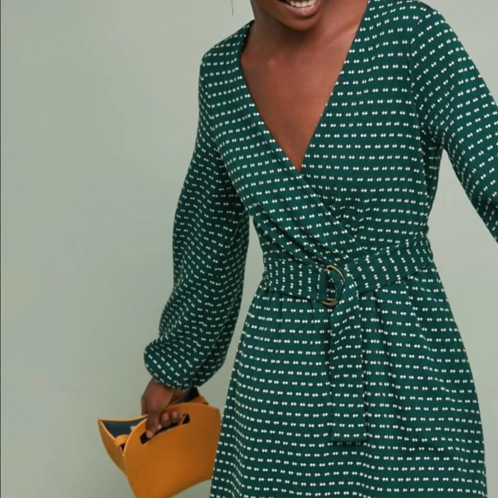 Maeve Teal Patterned Long Sleeve Dress - Picture 1 of 6